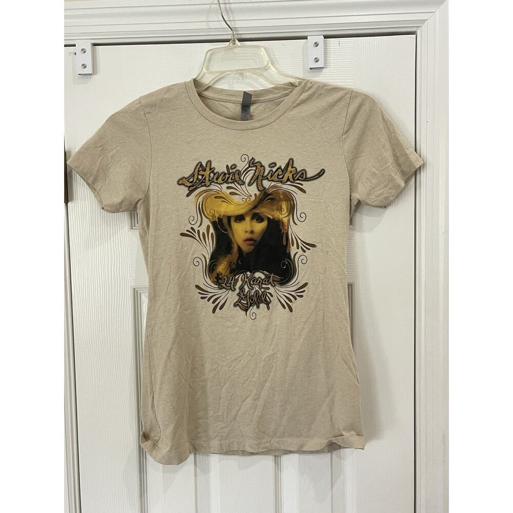 Stevie Nicks 24 Karat Gold Tour 2016 Ladies T-Shirt Size L Slim Cut Beige